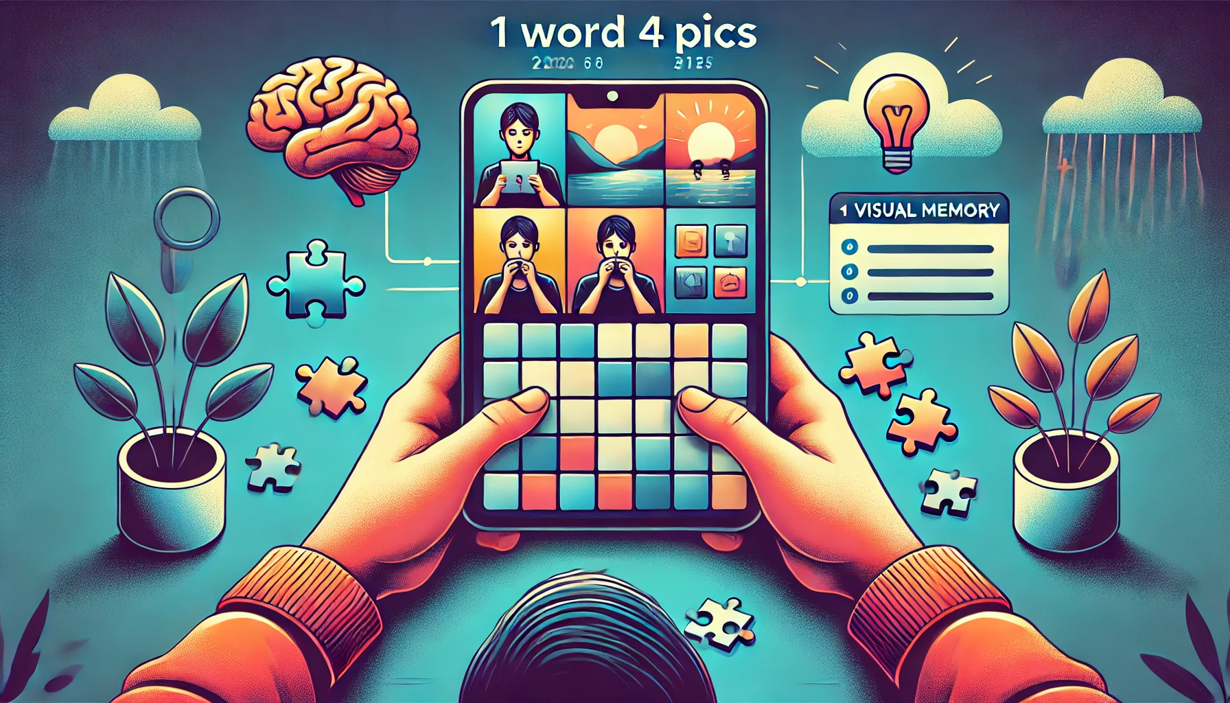 The Role of Visual Memory in Solving 1 Word 4 Pics Puzzles